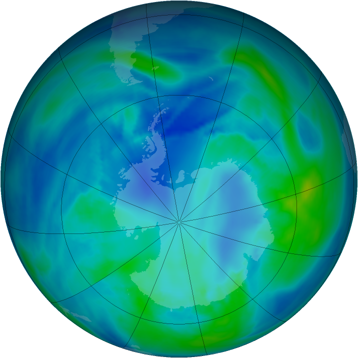 Antarctic ozone map for 19 April 2007